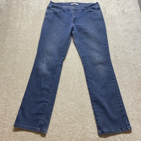 Levis 505 Straight Jeans Womens 12 Blue Stretch Denim Mid Rise Classic Fit Pants - Picture 1 of 13